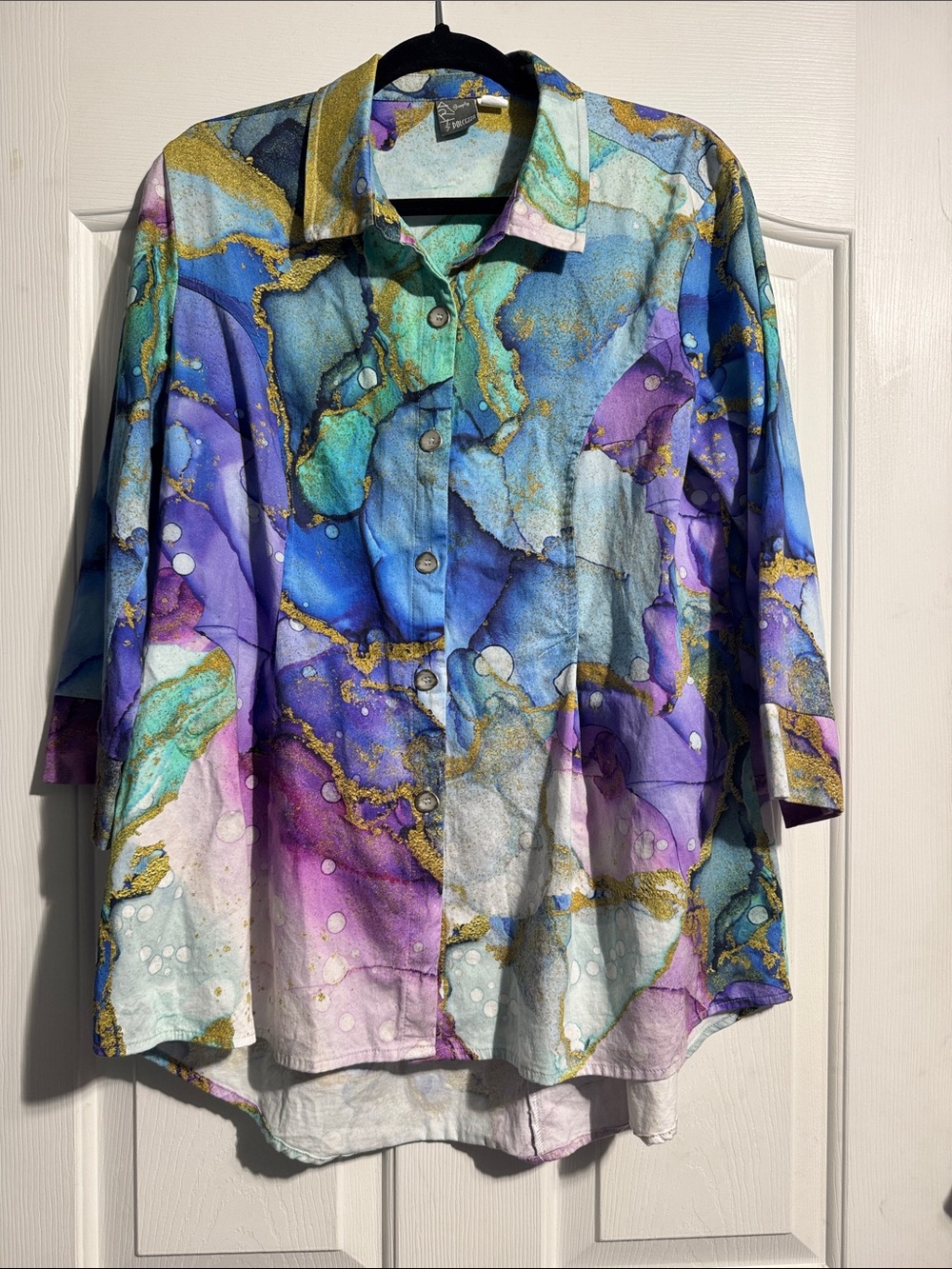 Simply Art by Dolcezza “Moody Mermaid Bubble” Blouse Olga Shvartsur Large